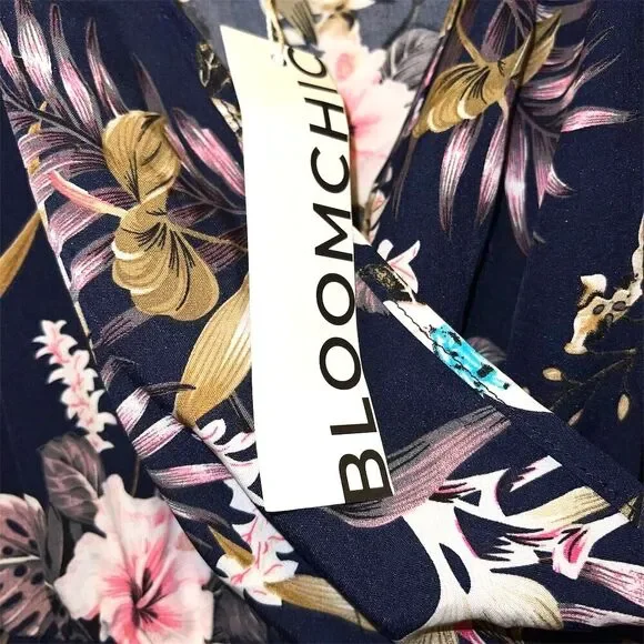 BloomChic Women's Plus Size 18-20 Blue Floral Jumpsuit Romper Casual - Picture 6 of 8